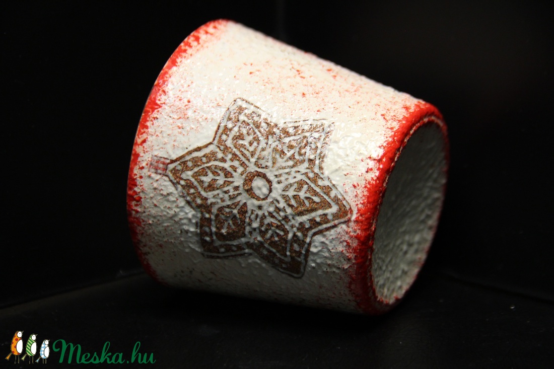 Dekupázs (decoupage) Karácsonyi gyertyatartó 3. -  - Meska.hu