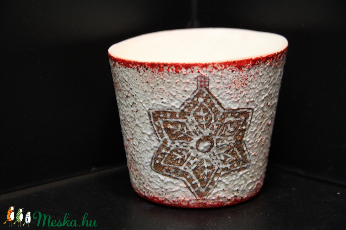 Dekupázs (decoupage) Karácsonyi gyertyatartó 3. -  - Meska.hu