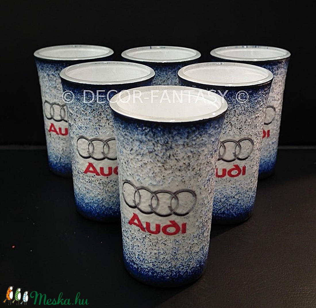 Audi emblémával díszített pohár szett(6db 45ml-es pohár) -  - Meska.hu