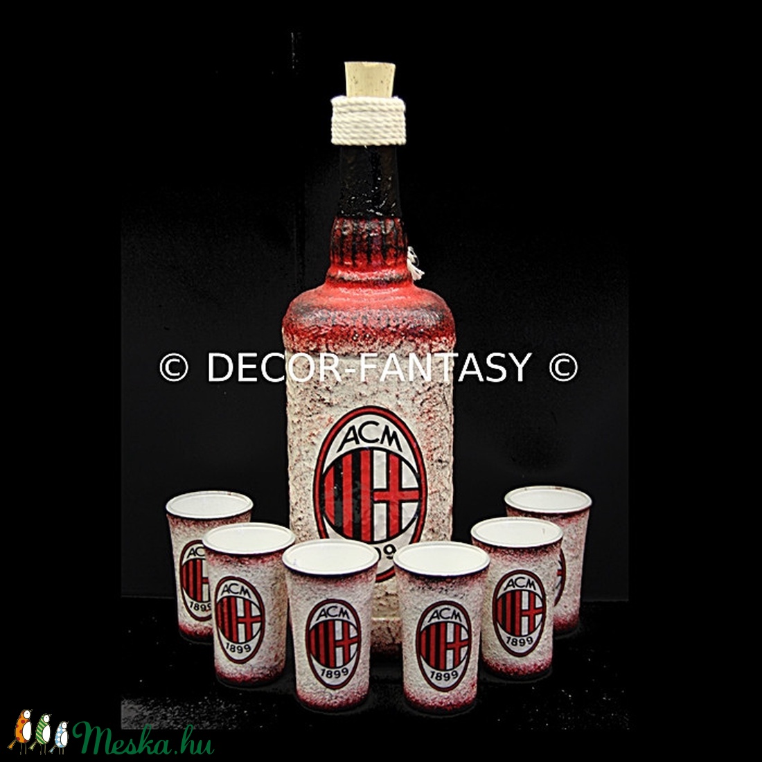 AC MILAN emblémával díszített italos szett ( 0,75 l üveg + 6x45 ml pohár ) - - Meska.hu AC MILAN emblémával díszített italos szett ( 0,75 l üveg + 6x45 ml pohár ) - - Meska.hu