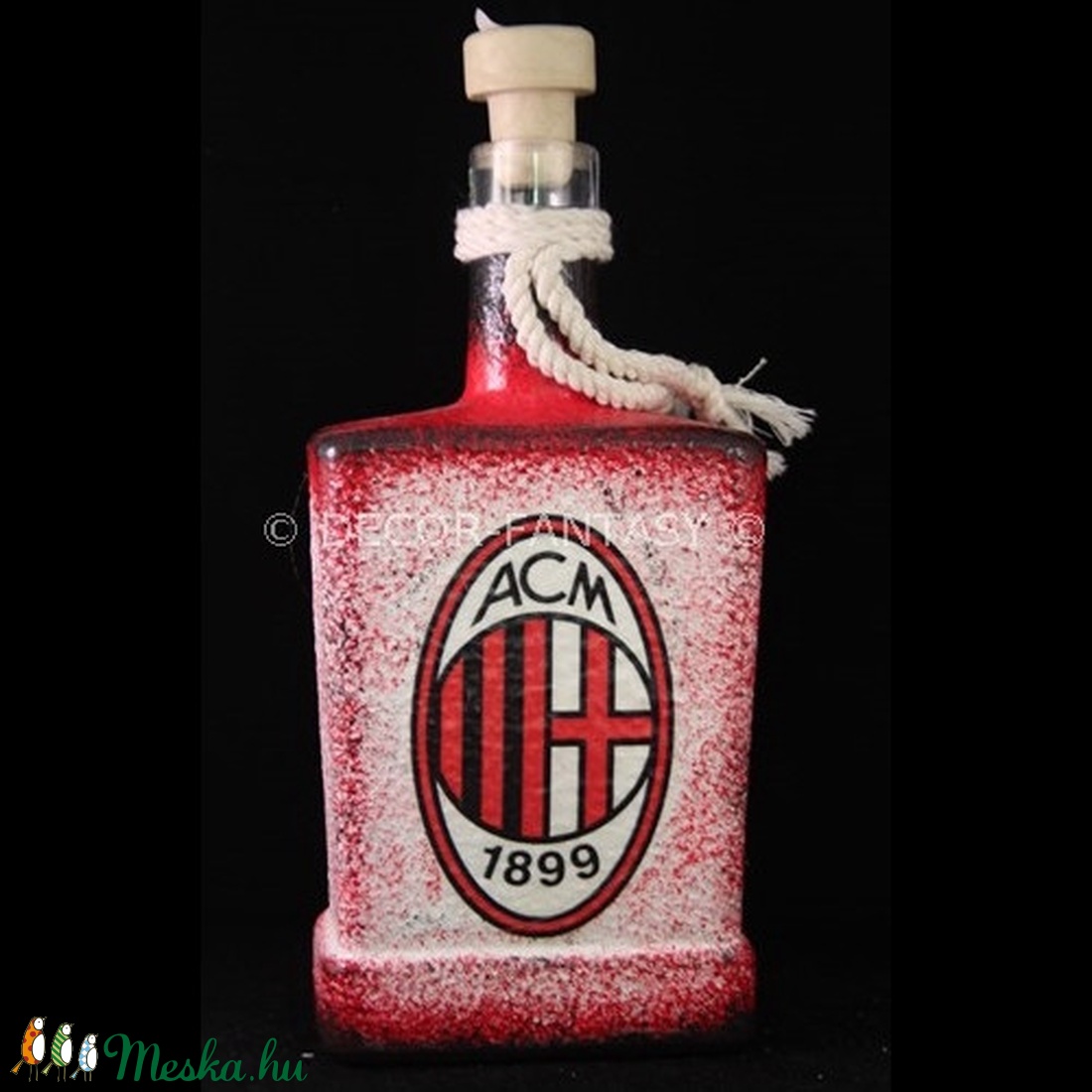 AC MILAN emblémával díszített lapos üveg ( 0,5 l ) - - Meska.hu AC MILAN emblémával díszített lapos üveg ( 0,5 l ) - - Meska.hu
