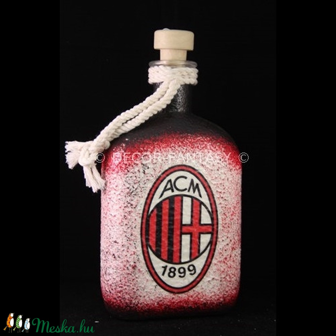 AC MILAN emblémával díszített kerekített lapos üveg ( 0,5 l ) - - Meska.hu AC MILAN emblémával díszített kerekített lapos üveg ( 0,5 l ) - - Meska.hu