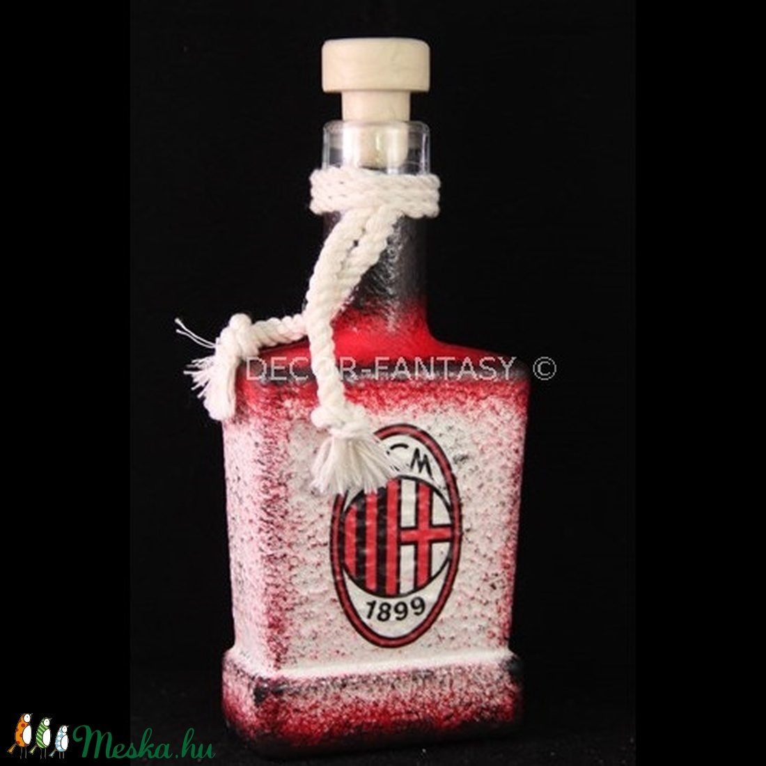 AC MILAN emblémával díszített lapos üveg ( 0,2 l ) - - Meska.hu AC MILAN emblémával díszített lapos üveg ( 0,2 l ) - - Meska.hu