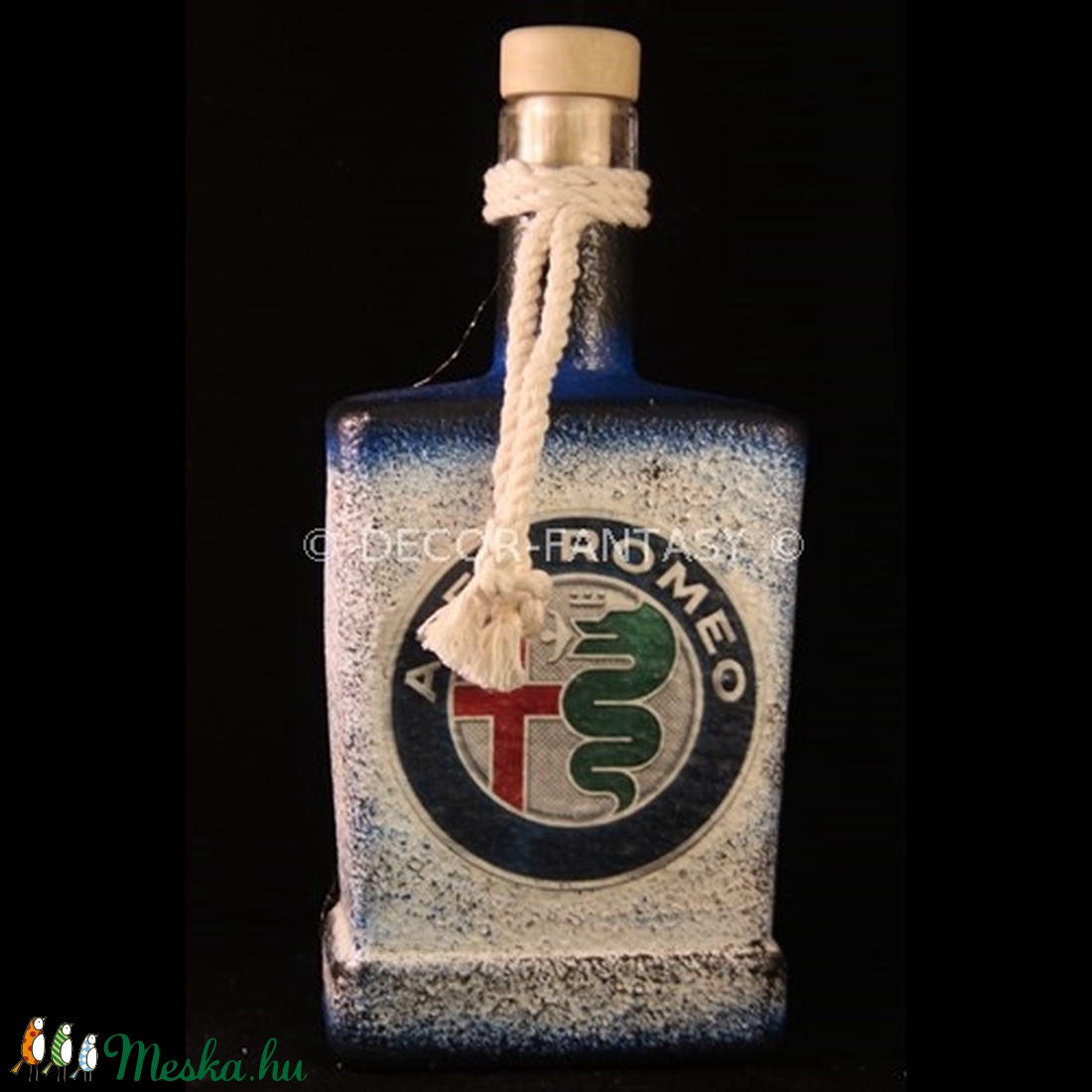 ALFA ROMEO emblémával díszített szögletes üveg ( 0,5 l ) - - Meska.hu ALFA ROMEO emblémával díszített szögletes üveg ( 0,5 l ) - - Meska.hu