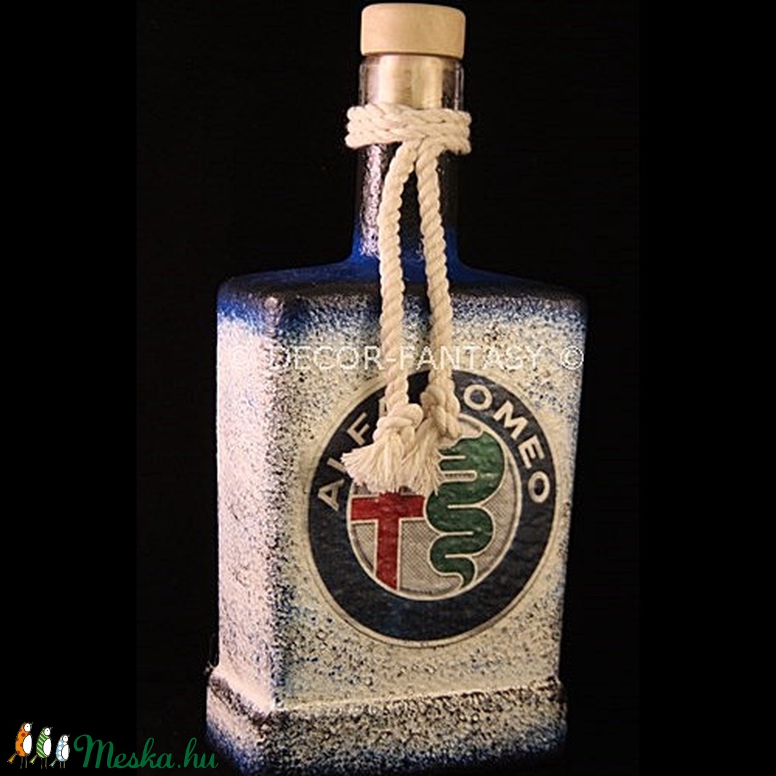 ALFA ROMEO emblémával díszített kocka üveg ( 0,2 l ) - - Meska.hu ALFA ROMEO emblémával díszített kocka üveg ( 0,2 l ) - - Meska.hu