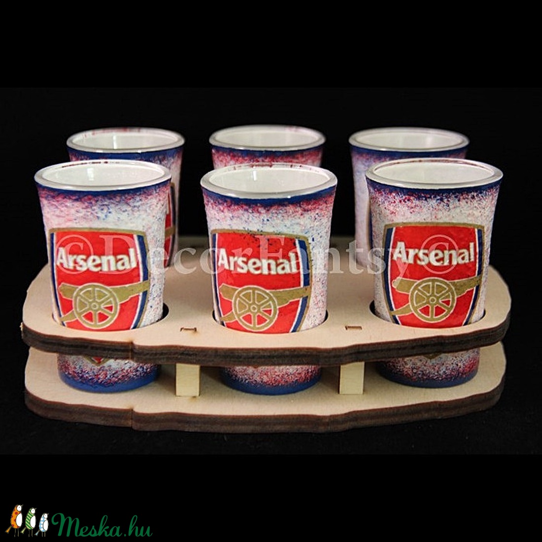 ARSENAL emblémával díszített pohár szett ( 6x45ml pohár + tartó ) - - Meska.hu ARSENAL emblémával díszített pohár szett ( 6x45ml pohár + tartó ) - - Meska.hu