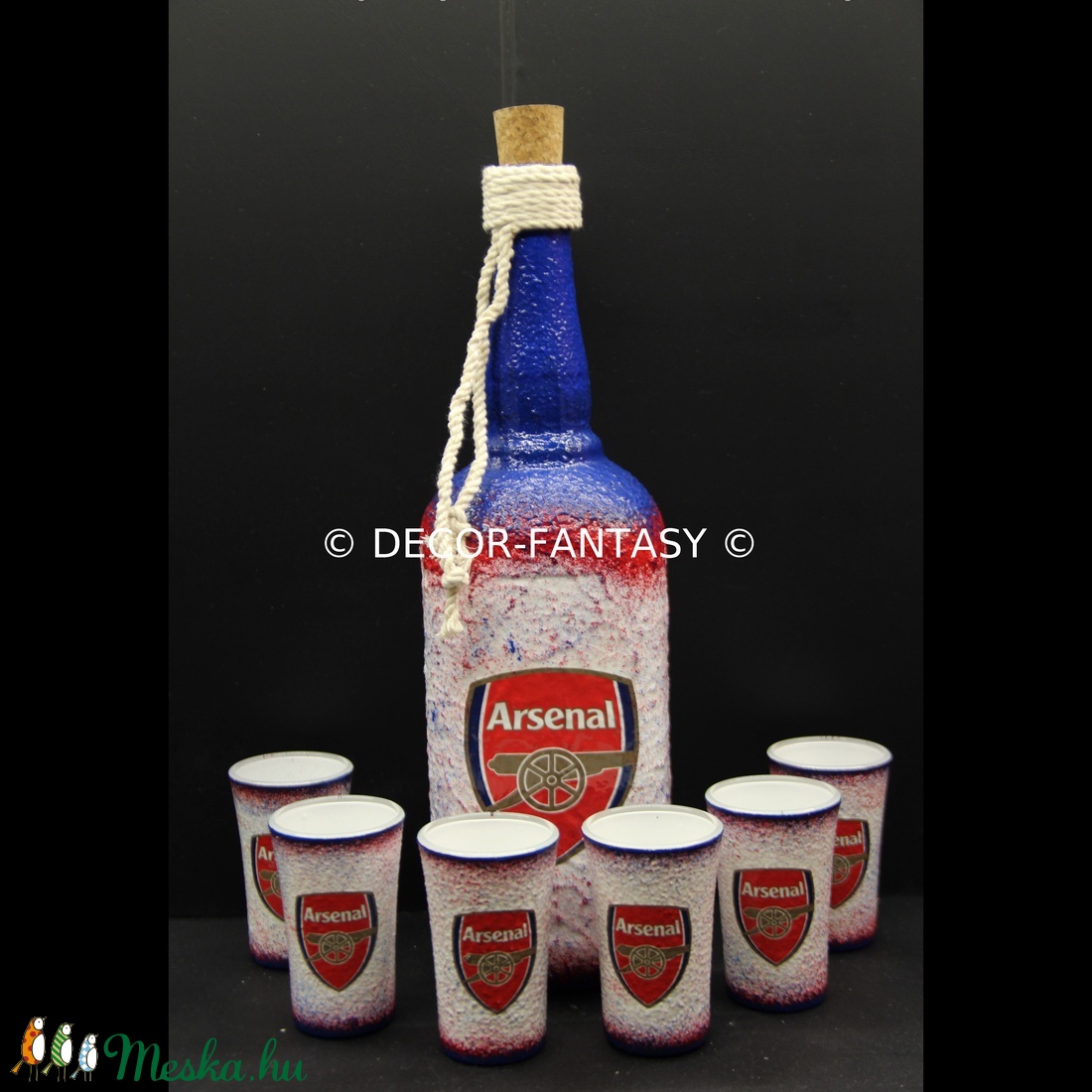 ARSENAL emblémával díszített italos szett ( 0,75 l üveg + 6x45 ml pohár ) - - Meska.hu ARSENAL emblémával díszített italos szett ( 0,75 l üveg + 6x45 ml pohár ) - - Meska.hu