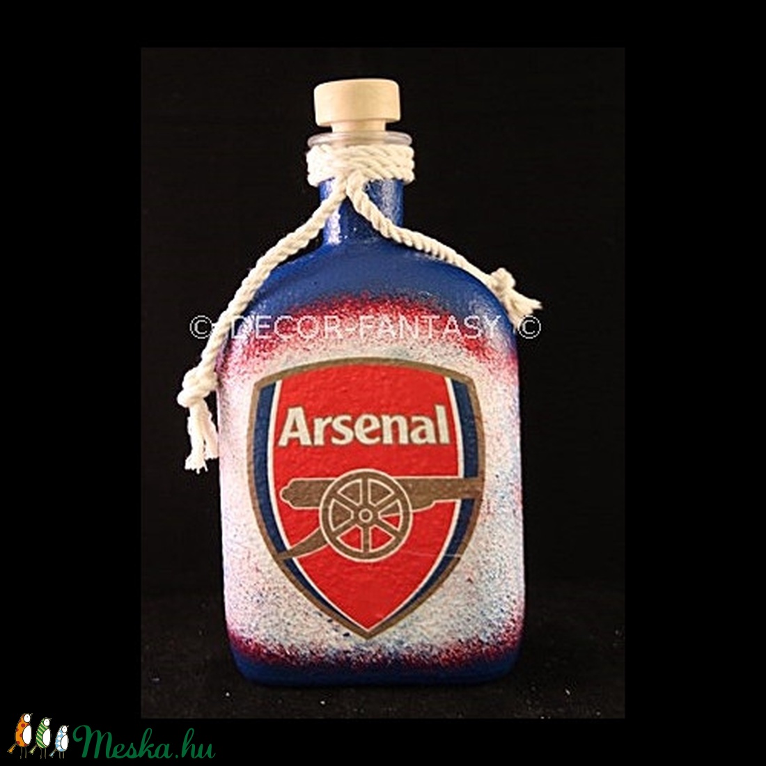 ARSENAL  emblémával díszített  italos üveg  ( 0,5 l ) ; Igazán egyedi Arsenal szurkolói ajándék - otthon & életmód - dekoráció - Meska.hu