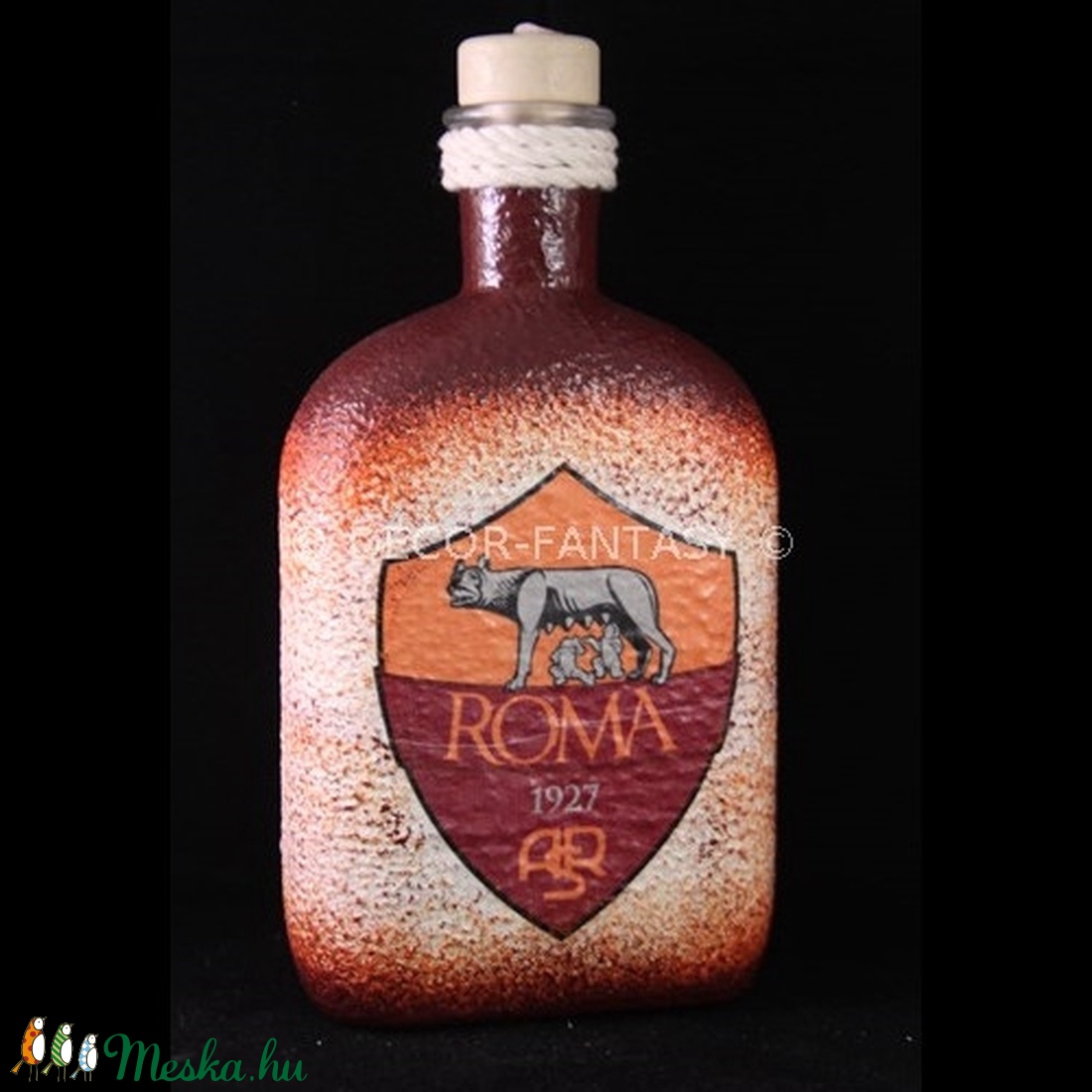 AS ROMA   emblémával díszített üveg ( 0,5 l )  - otthon & életmód - dekoráció - Meska.hu