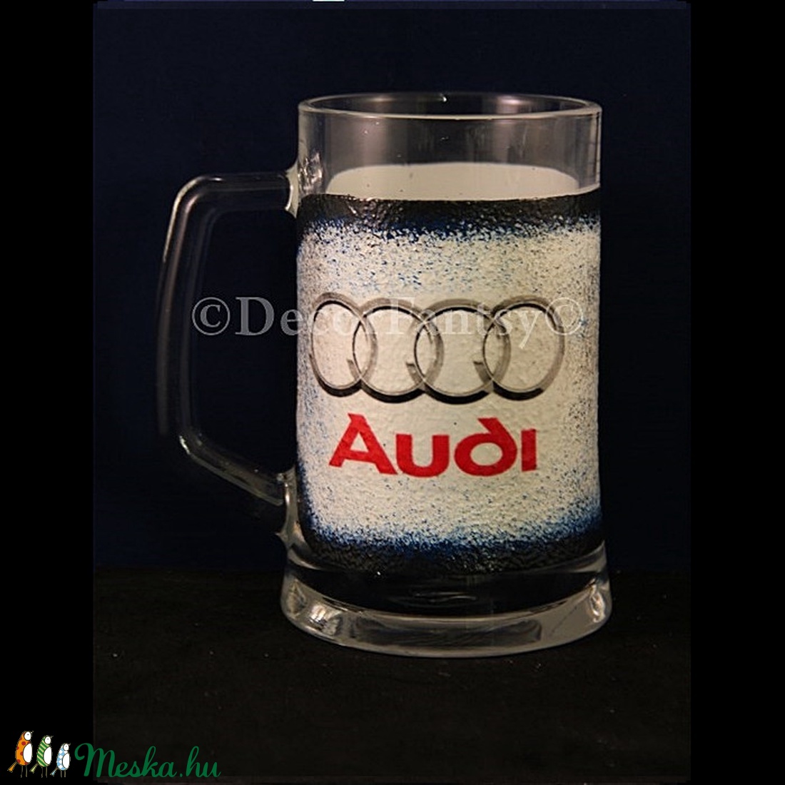 AUDI emblémával díszített sörös korsó ( 0,5 l ) - - Meska.hu AUDI emblémával díszített sörös korsó ( 0,5 l ) - - Meska.hu