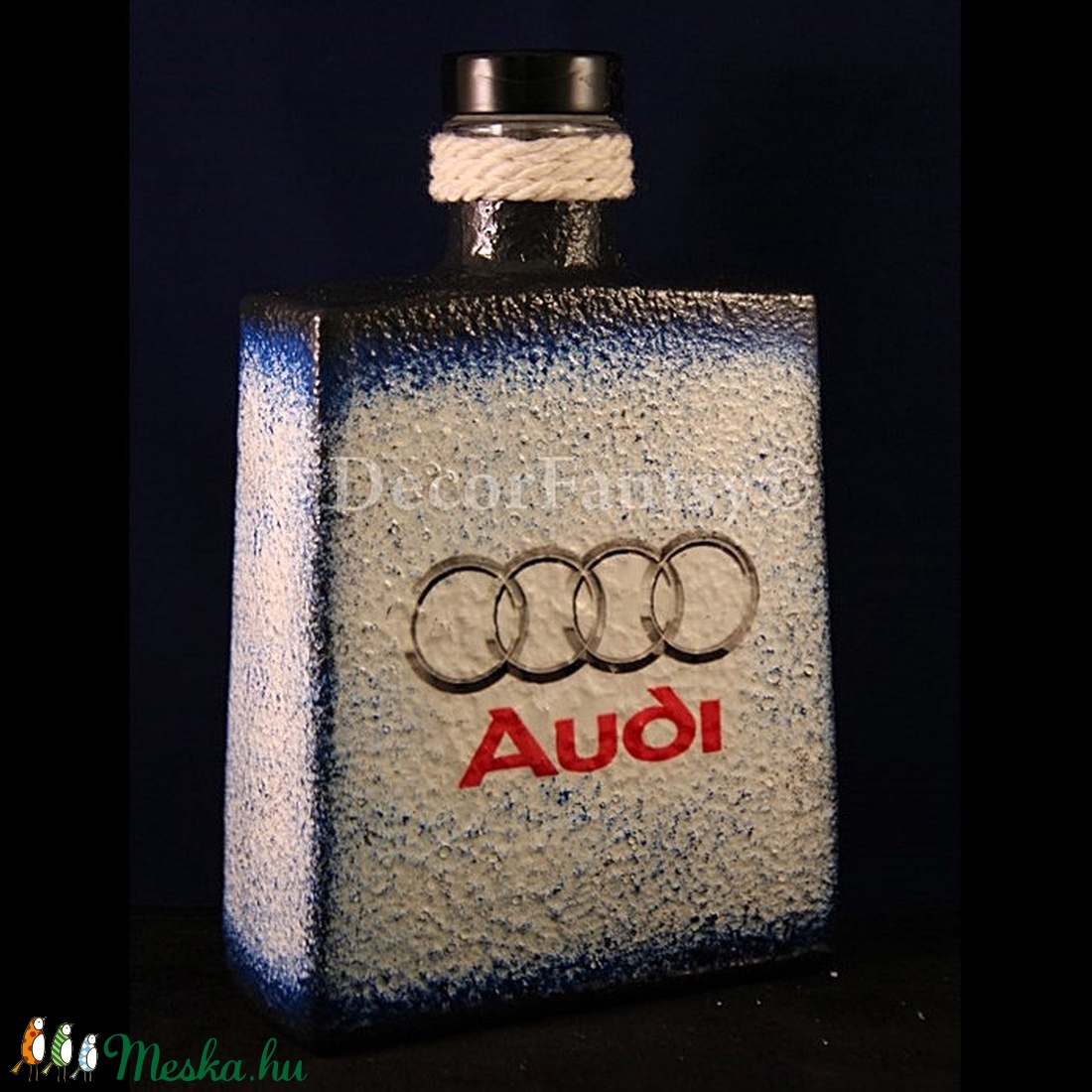 AUDI emblémával díszített csavaros üveg ( 0,5 l ) - - Meska.hu AUDI emblémával díszített csavaros üveg ( 0,5 l ) - - Meska.hu