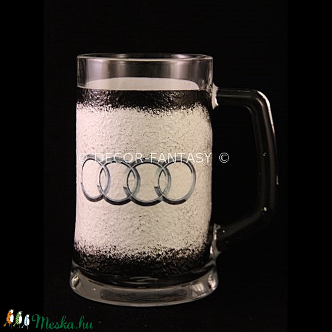AUDI emblémával díszített sörös korsó ( 0,5 l ) - - Meska.hu AUDI emblémával díszített sörös korsó ( 0,5 l ) - - Meska.hu