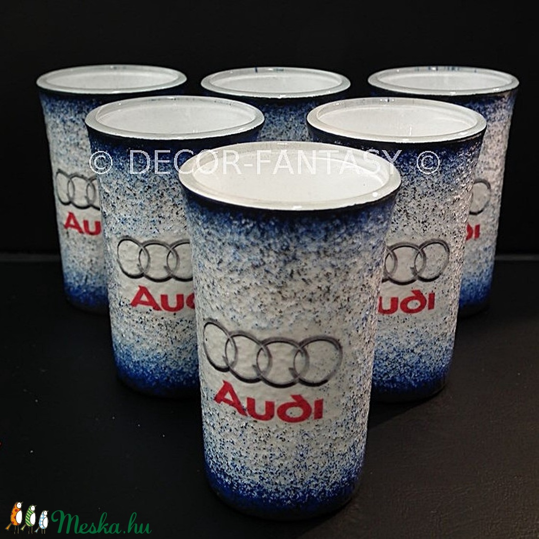 AUDI emblémával díszített pohár szett ( 6x45ml ) - - Meska.hu AUDI emblémával díszített pohár szett ( 6x45ml ) - - Meska.hu
