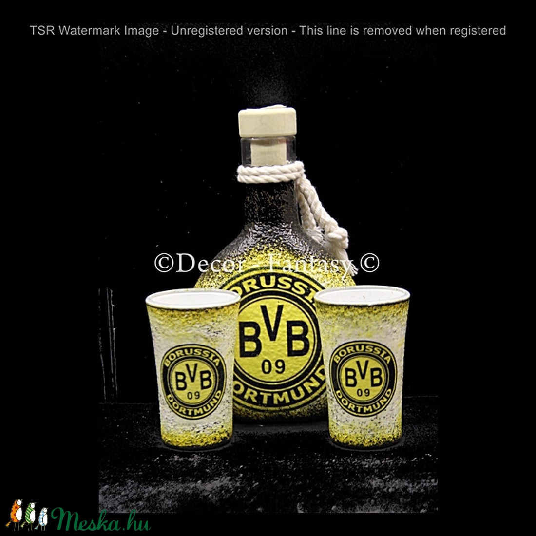 Borussia Dortmund emblémával díszített italos szett ( 0,2 l üveg + 2x45ml pohár ) - otthon & életmód - dekoráció - Meska.hu Borussia Dortmund emblémával díszített italos szett ( 0,2 l üveg + 2x45ml pohár ) - otthon & életmód - dekoráció - Meska.hu