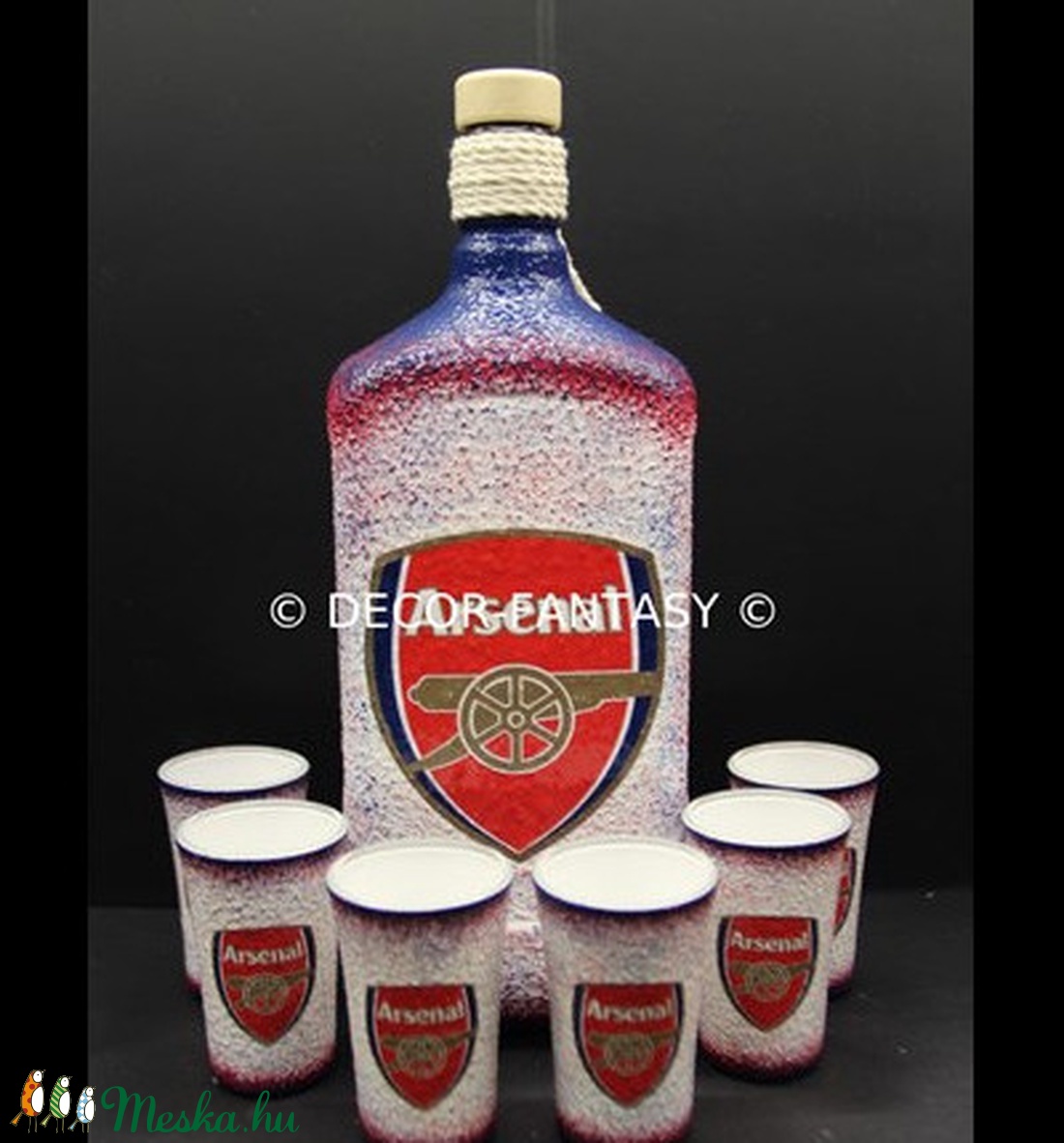 ARSENAL emblémával díszített italos szett ( 1,0 l üveg + 6x45 ml pohár ) - - Meska.hu ARSENAL emblémával díszített italos szett ( 1,0 l üveg + 6x45 ml pohár ) - - Meska.hu