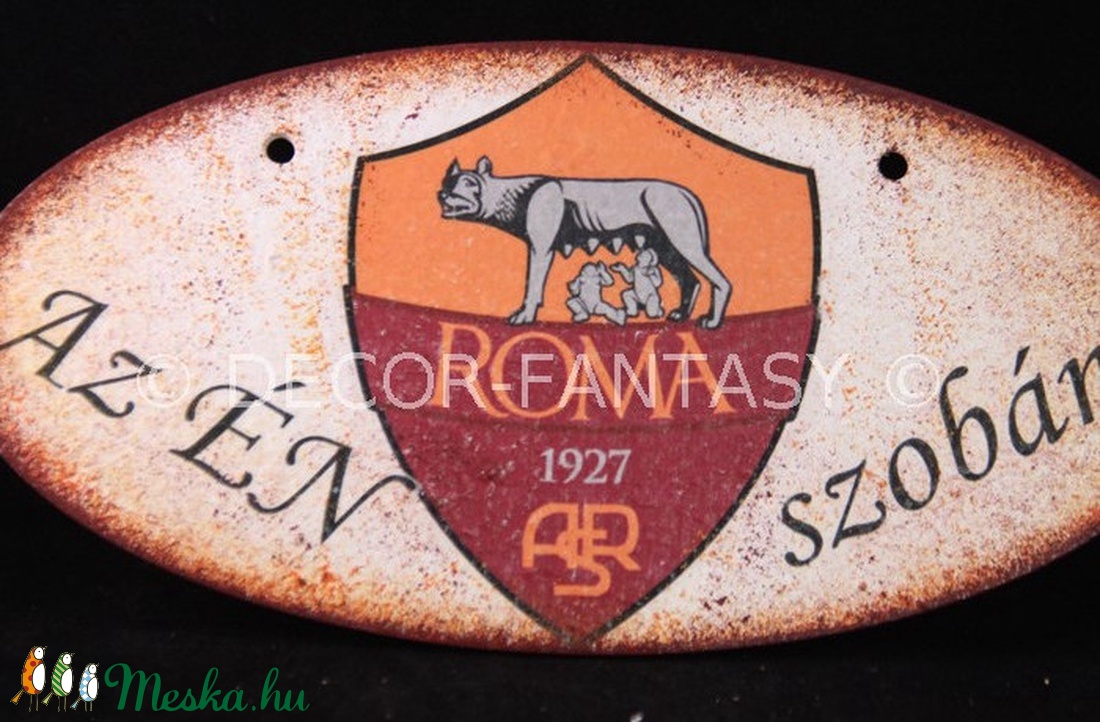 AS ROMA  emblémával díszített -ÉN SZOBÁM -tábla   - otthon & életmód - dekoráció - Meska.hu
