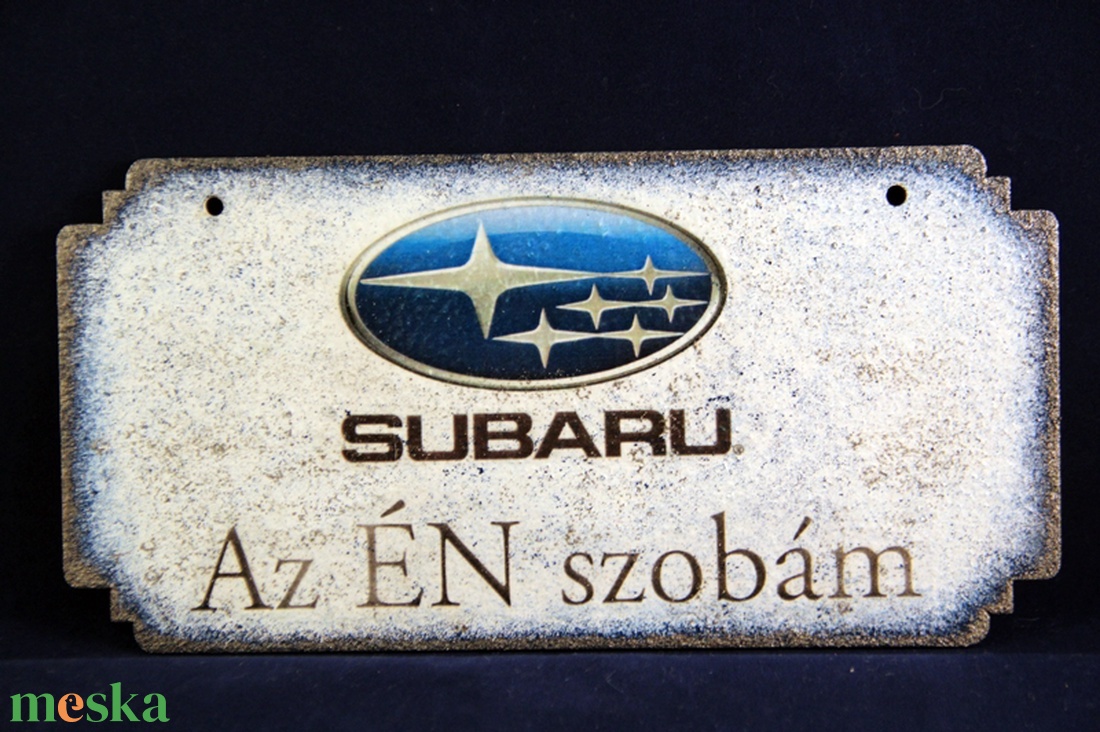 SUBARU emblémás  Én Szobám tábla ( 20 x 10 cm )  - otthon & életmód - dekoráció - ajtó- és ablak dekoráció - ajtódísz & kopogtató - Meska.hu