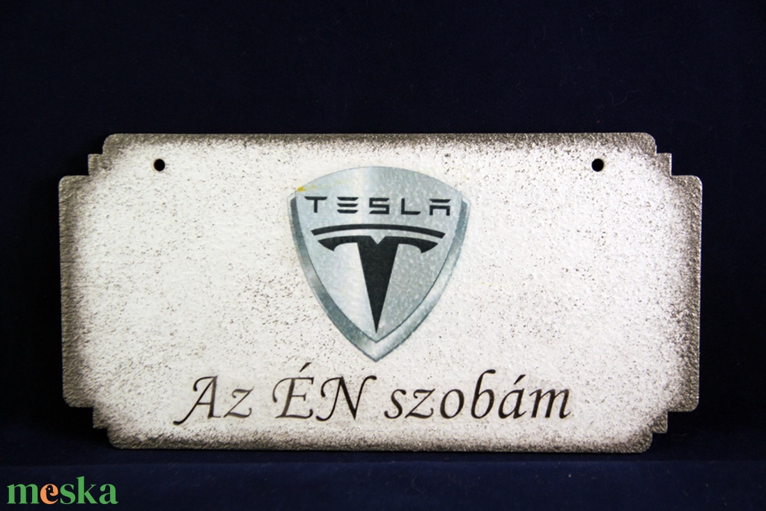 TESLA  emblémás -  ÉN SZOBÁM tábla ( 20 x 10 cm )#2 - otthon & lakás - dekoráció - ajtó- és ablak dekoráció - ajtódísz & kopogtató - Meska.hu