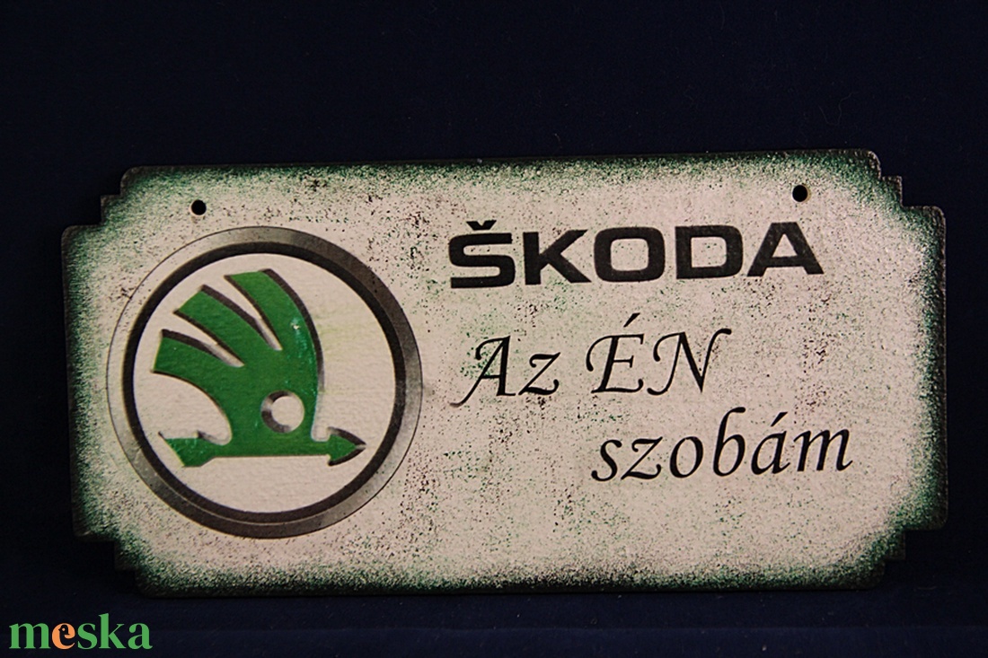 SKODA emblémás -  ÉN SZOBÁM tábla ( 20 x 10 cm )#3 - otthon & lakás - dekoráció - ajtó- és ablak dekoráció - ajtódísz & kopogtató - Meska.hu