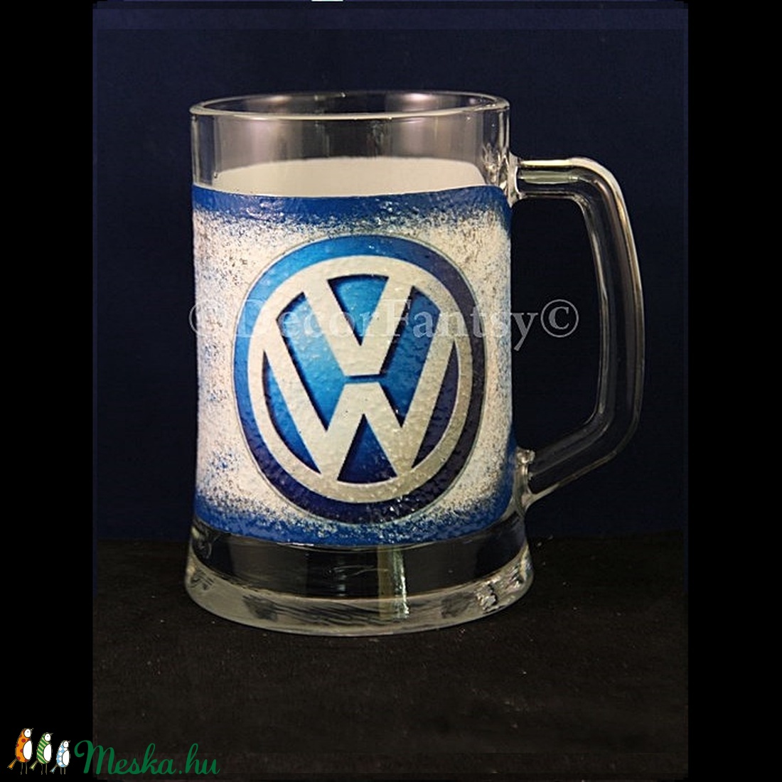 VOLKSWAGEN emblémával díszített sörös korsó ( 0,5 l )  - otthon & életmód - dekoráció - Meska.hu