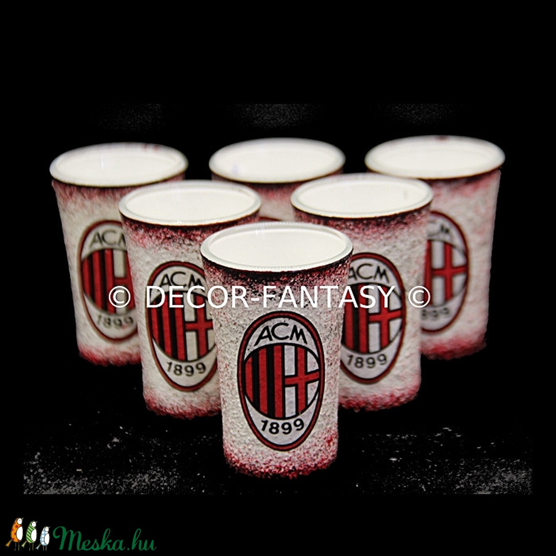 AC MILAN emblémával díszített pohár szett ( 6x 45 ml ) - - Meska.hu AC MILAN emblémával díszített pohár szett ( 6x 45 ml ) - - Meska.hu