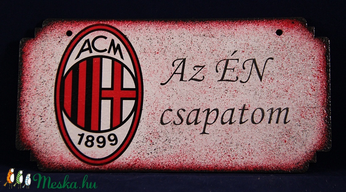 AC MILAN  emblémával díszített ajtó tábla-ÉN CSAPATOM - otthon & életmód - dekoráció - Meska.hu