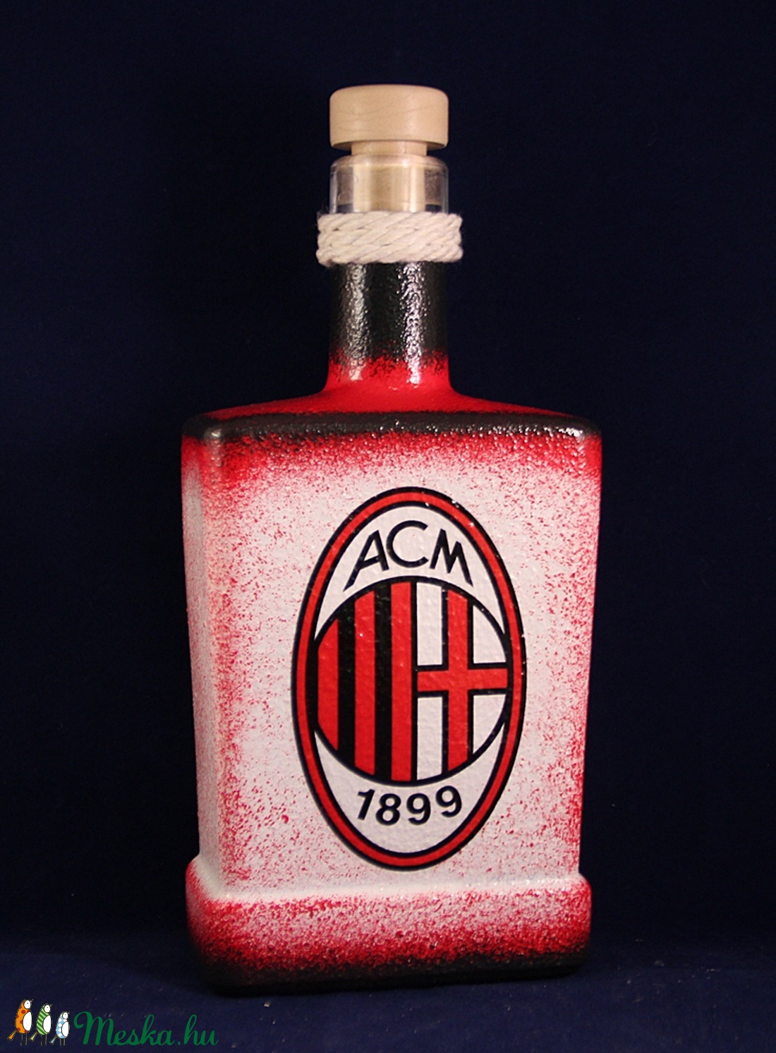 AC MILAN emblémával díszített nagy pálinkás üveg ( 0,5 l ) - - Meska.hu AC MILAN emblémával díszített nagy pálinkás üveg ( 0,5 l ) - - Meska.hu