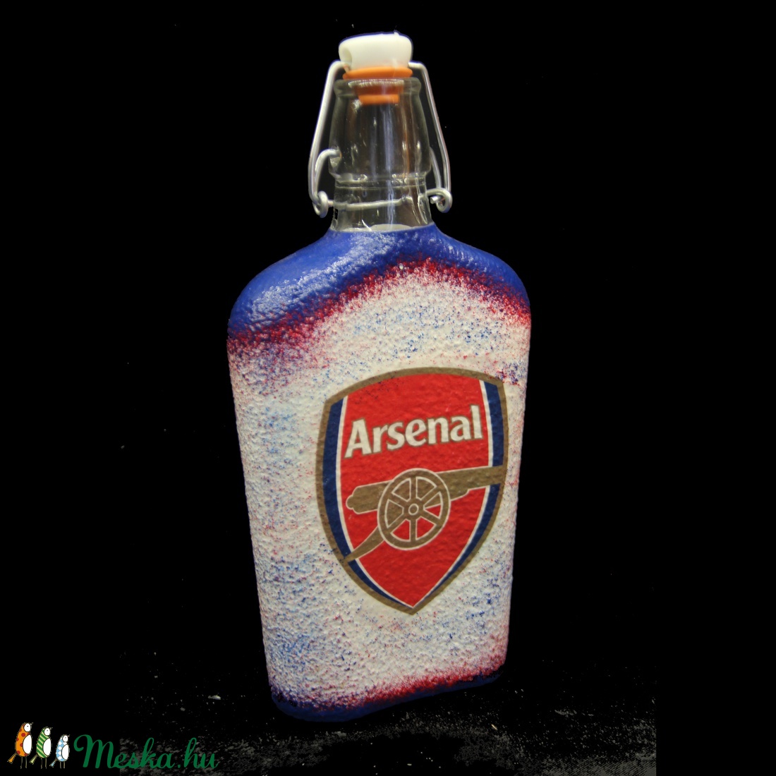 ARSENAL  emblémával díszített nagy csatos pálinkás üveg ( 0,5 l )  -  - Meska.hu