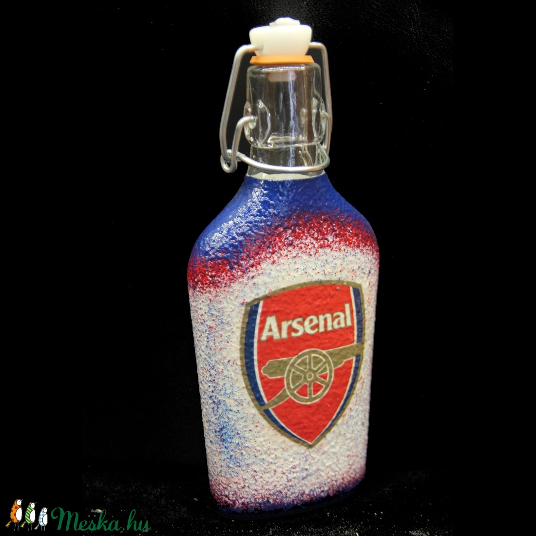 ARSENAL emblémával díszített kis csatos pálinkás üveg ( 0,2 l ) - - Meska.hu ARSENAL emblémával díszített kis csatos pálinkás üveg ( 0,2 l ) - - Meska.hu