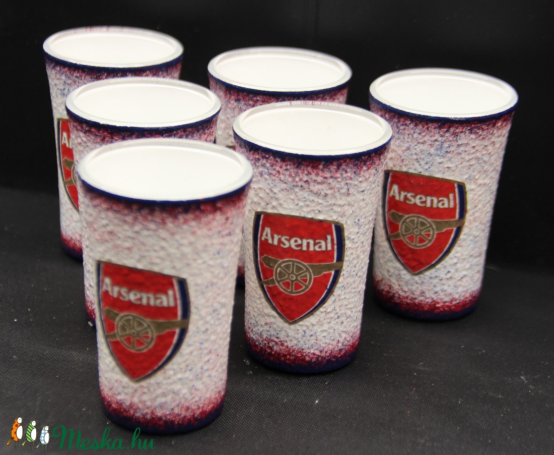 ARSENAL  emblémával díszített pálinkás pohár szett ( 6x45ml ) ; Igazán egyedi Arsenal szurkolói ajándék - otthon & életmód - konyhafelszerelés, tálalás - Meska.hu
