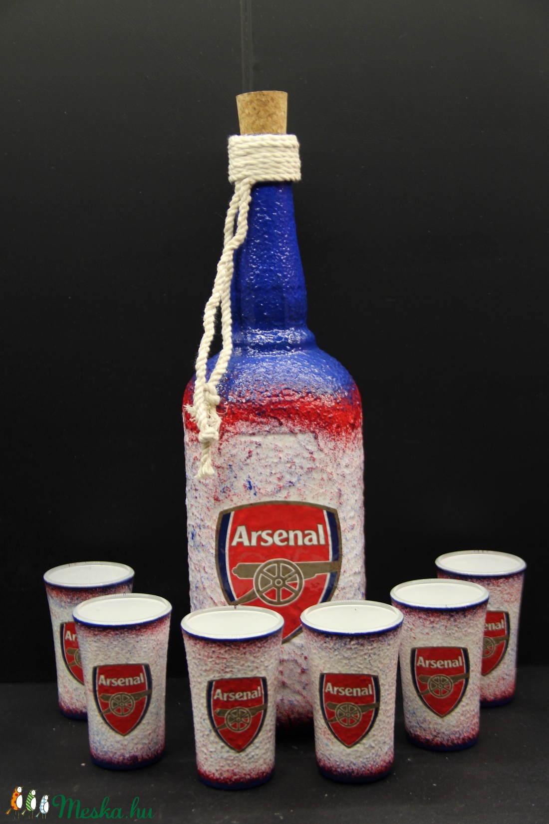 ARSENAL  emblémával díszített pálinkás szett ( 6x45ml pohár + 0,75 l üveg )  -  - Meska.hu
