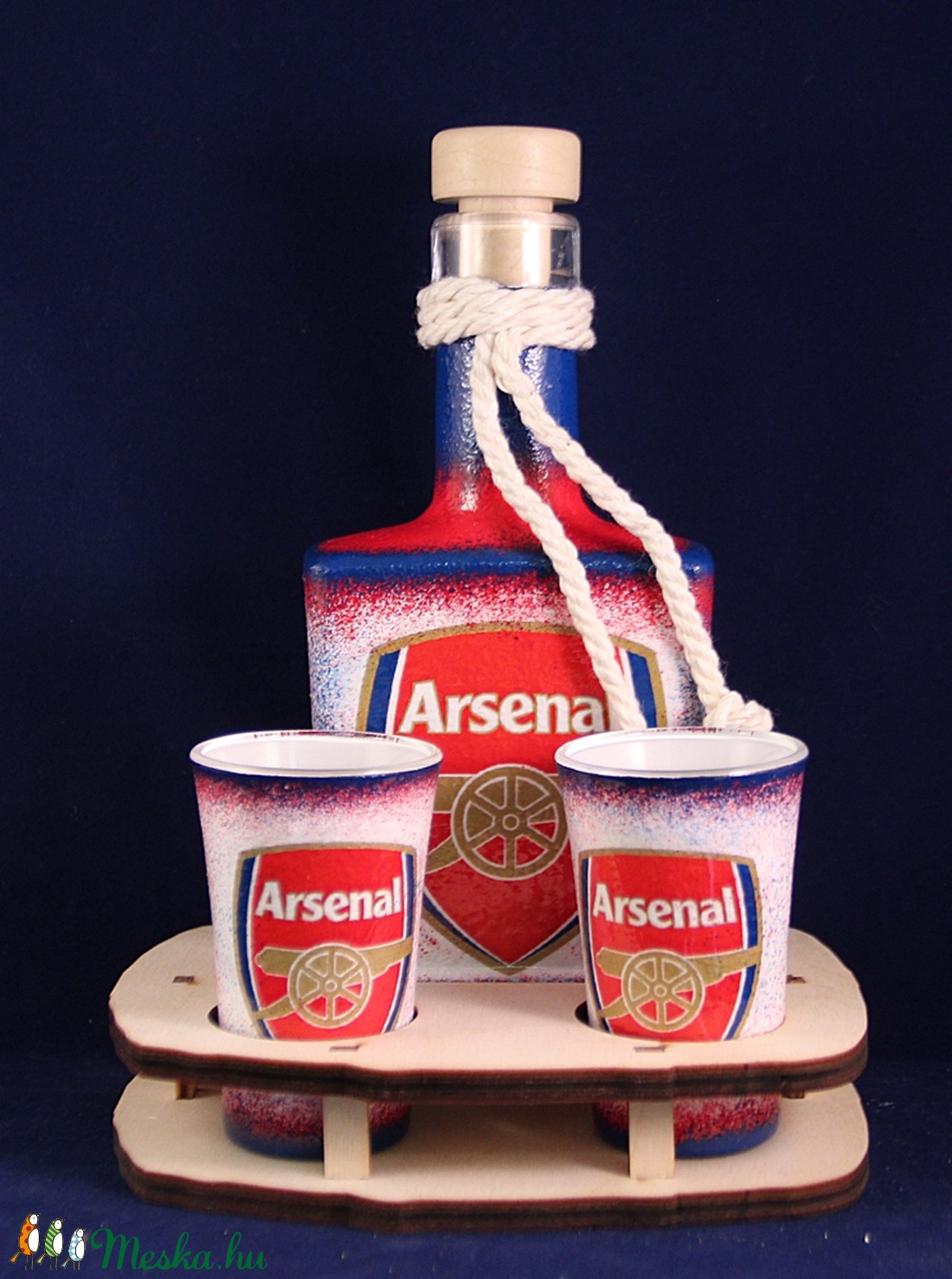 ARSENAL  emblémával díszített pálinkás szett ; Igazán egyedi Arsenal szurkolói ajándék - otthon & életmód - konyhafelszerelés, tálalás - Meska.hu
