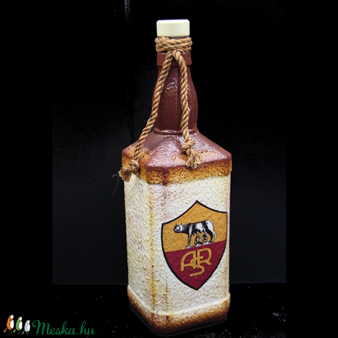AS ROMA  emblémával díszített  pálinkás üveg ( 0,75 l üveg )  - otthon & életmód - konyhafelszerelés, tálalás - Meska.hu