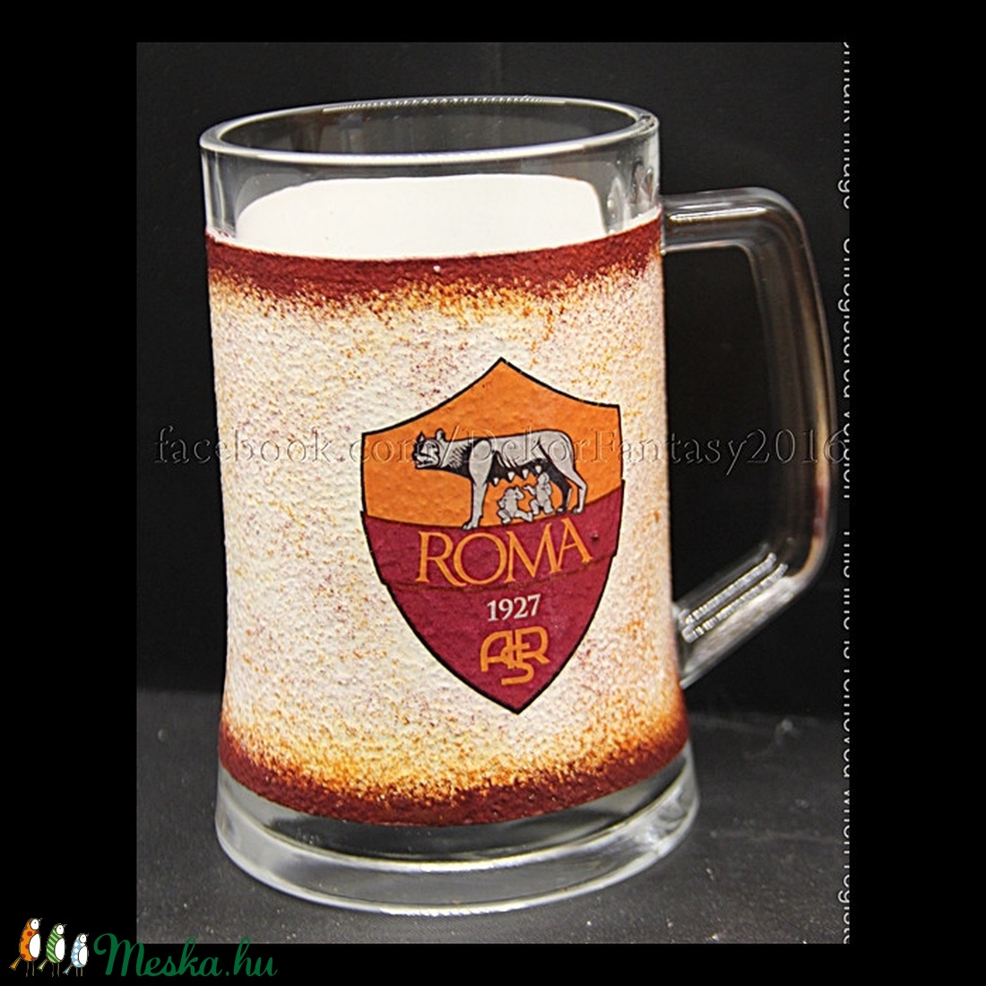 AS ROMA emblémával díszített sörös korsó ( 0,5 l ) - otthon & életmód - konyhafelszerelés, tálalás - Meska.hu AS ROMA emblémával díszített sörös korsó ( 0,5 l ) - otthon & életmód - konyhafelszerelés, tálalás - Meska.hu