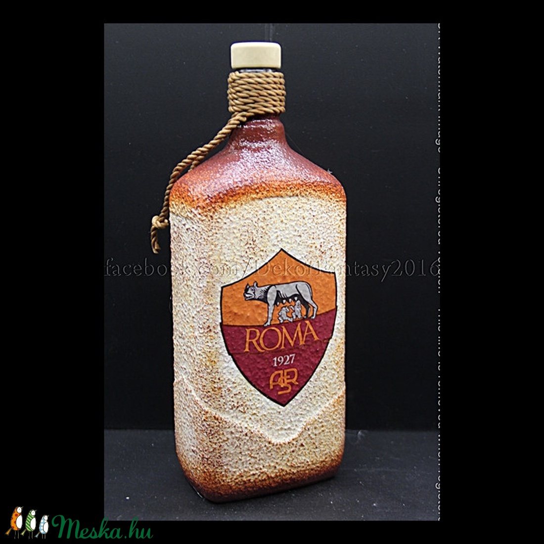 AS ROMA  emblémával díszített üveg ( 1,0 l ) - otthon & életmód - konyhafelszerelés, tálalás - Meska.hu