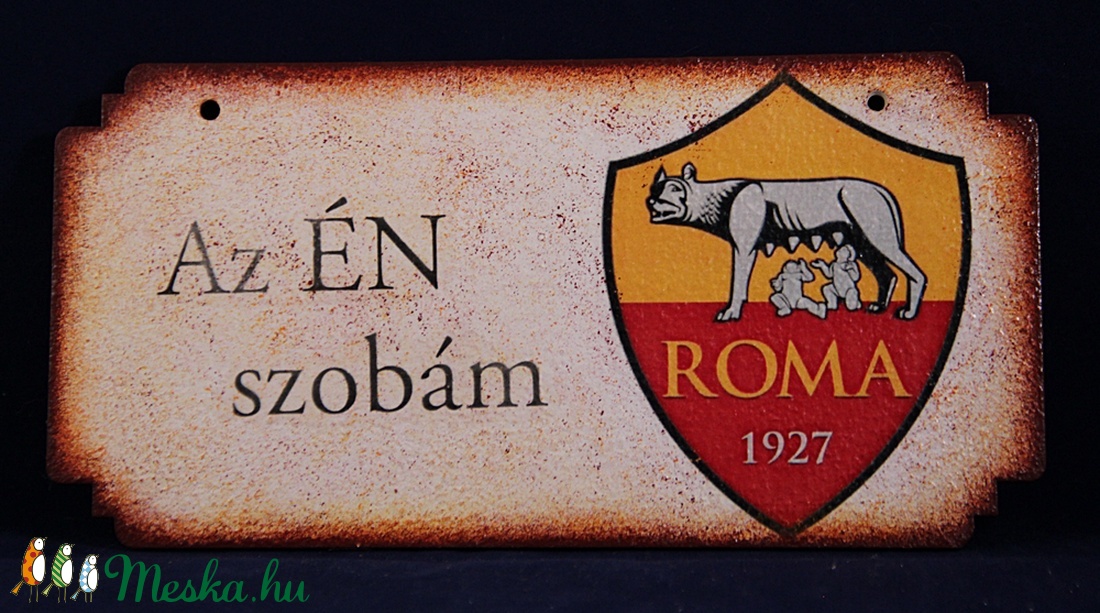 AS ROMA  emblémával díszített fatábla - ÉN SZOBÁM  - otthon & életmód - dekoráció - Meska.hu