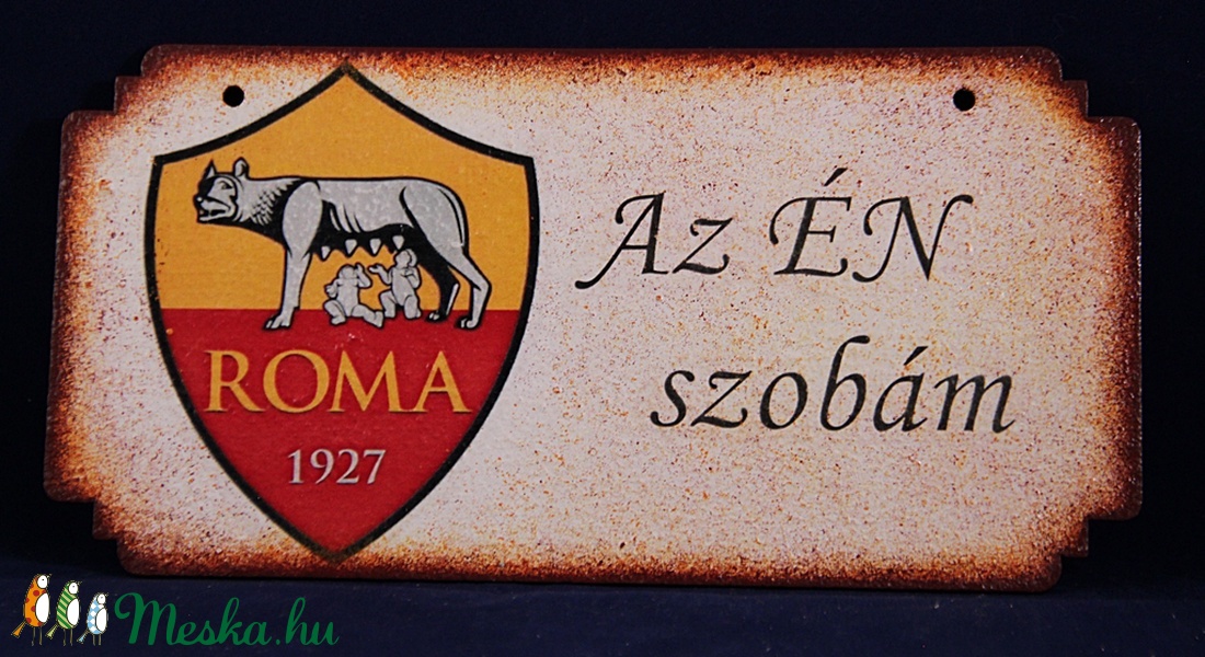 AS ROMA emblémával díszített ÉN SZOBÁM ajtódísz ; As Roma drukker fiúknak - otthon & életmód - dekoráció - Meska.hu