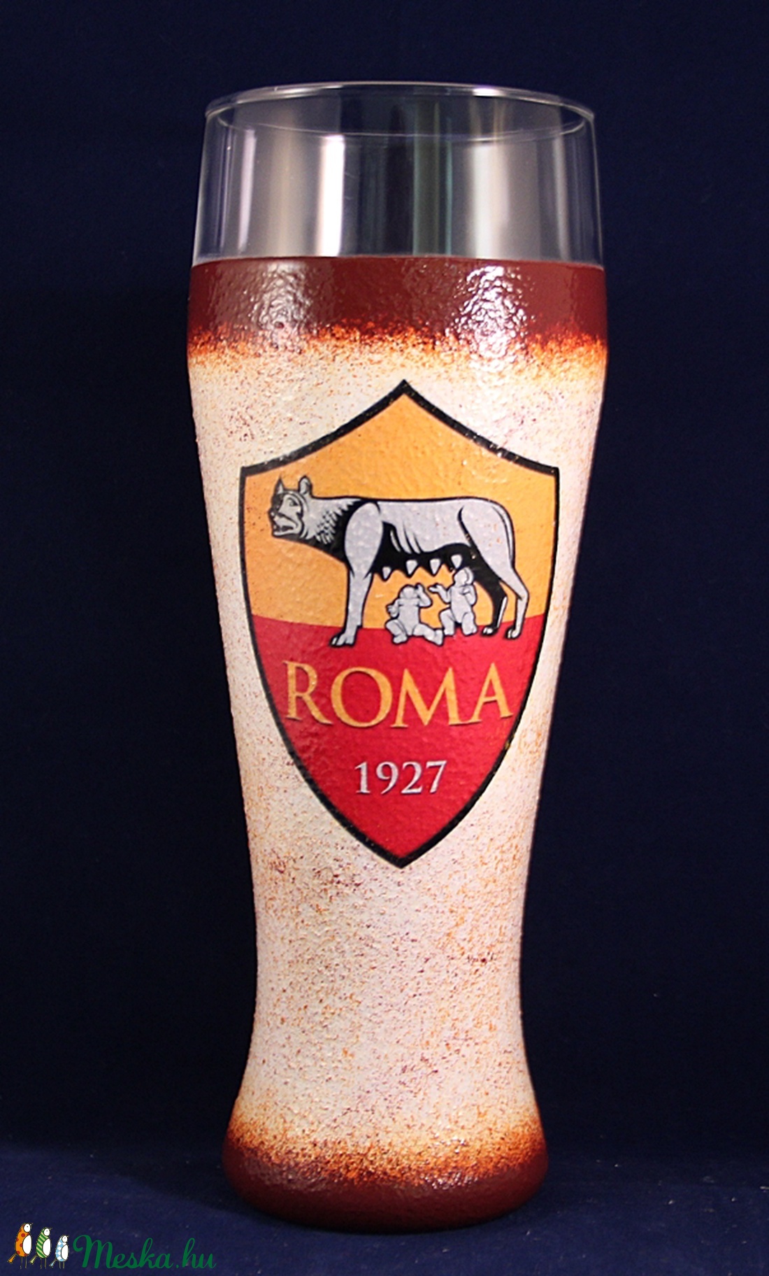 AS ROMA  emblémával díszített sörös pohár ( 0,5 l )  -  - Meska.hu