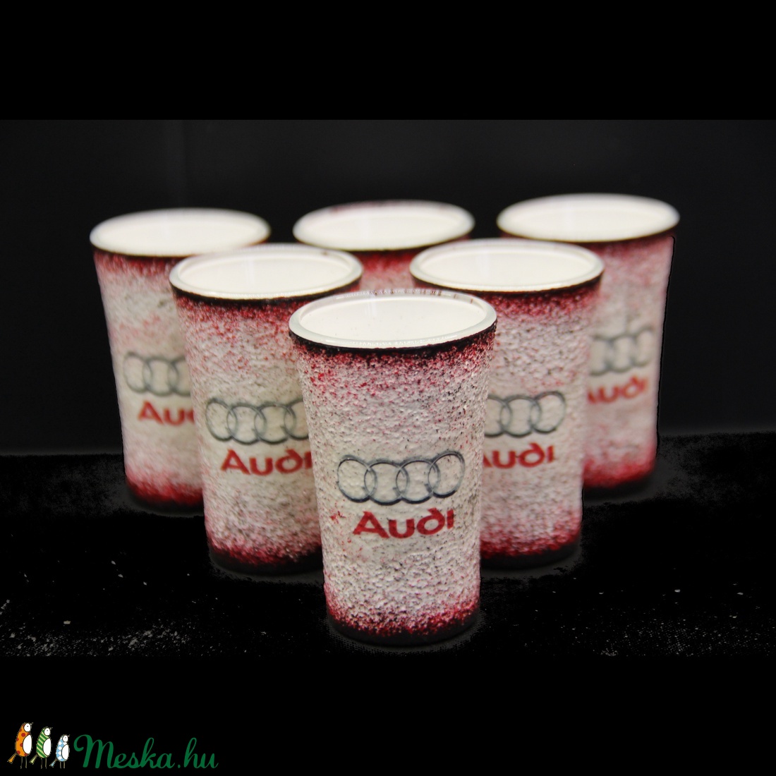 AUDI emblémával díszített pohár szett ( 6x45ml ) - - Meska.hu AUDI emblémával díszített pohár szett ( 6x45ml ) - - Meska.hu