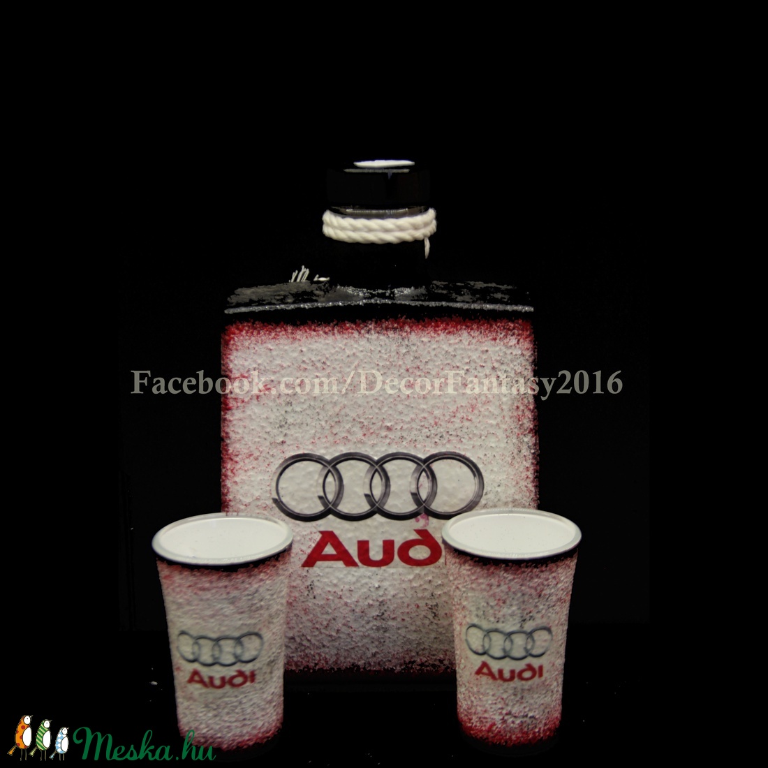 AUDI emblémával díszített pálinkás szett (0,5 l üveg + 2 x 45 ml pohár ) - - Meska.hu AUDI emblémával díszített pálinkás szett (0,5 l üveg + 2 x 45 ml pohár ) - - Meska.hu