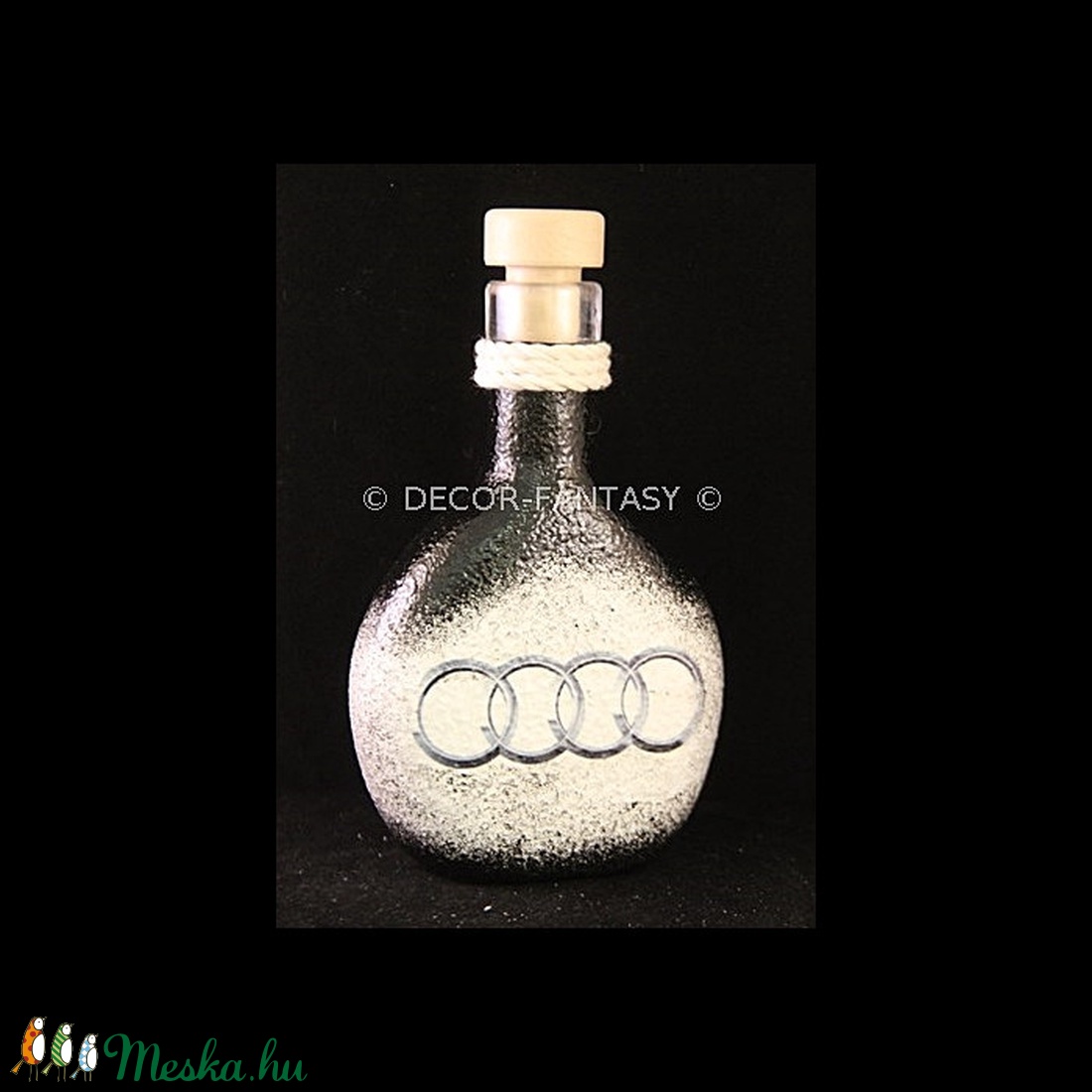 AUDI emblémával díszített kis pálinkás üveg ( 0,2 l ) - - Meska.hu AUDI emblémával díszített kis pálinkás üveg ( 0,2 l ) - - Meska.hu