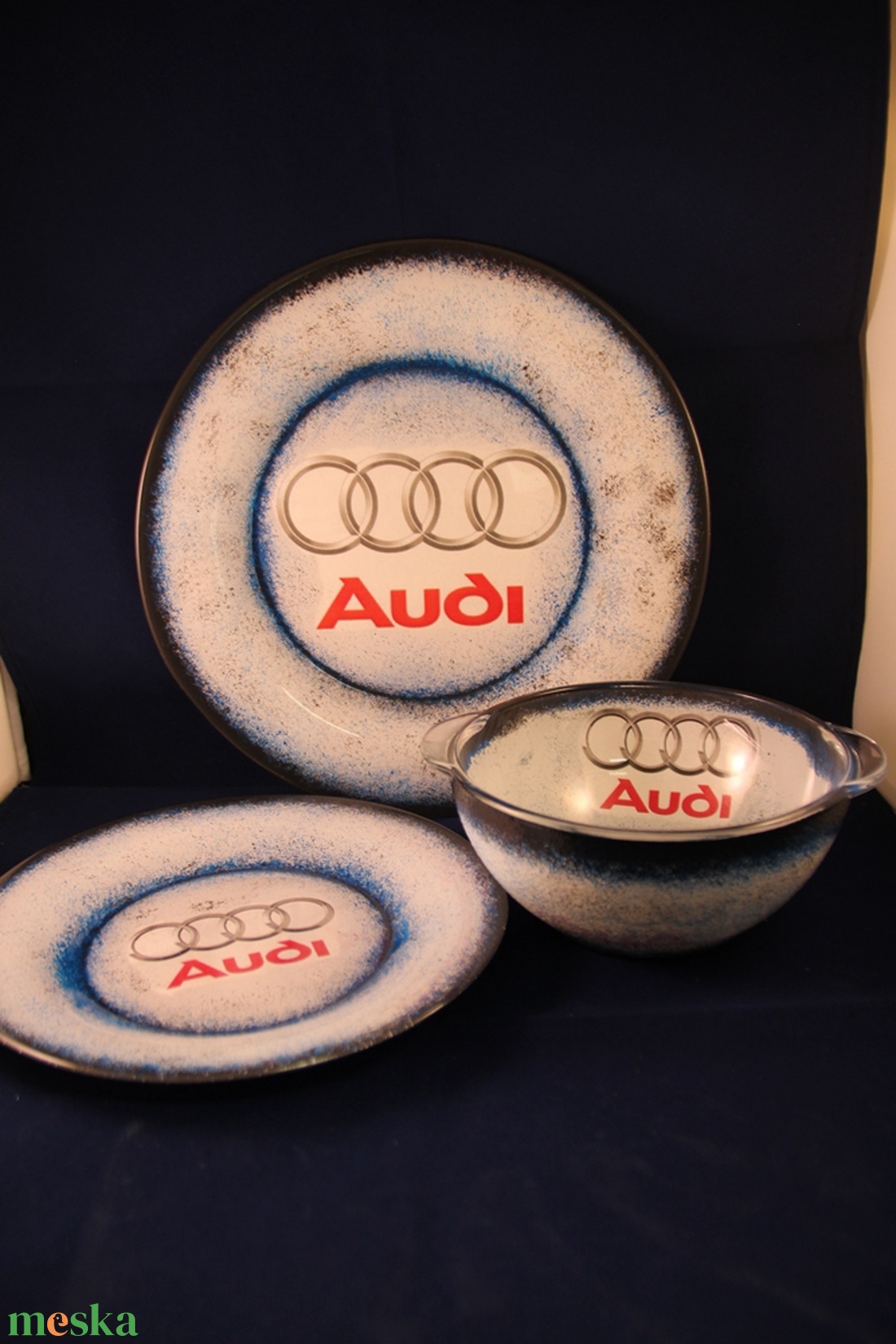 AUDI  emblémával díszített tányér készlet ; Audi rajongó autósoknak - otthon & életmód - Meska.hu