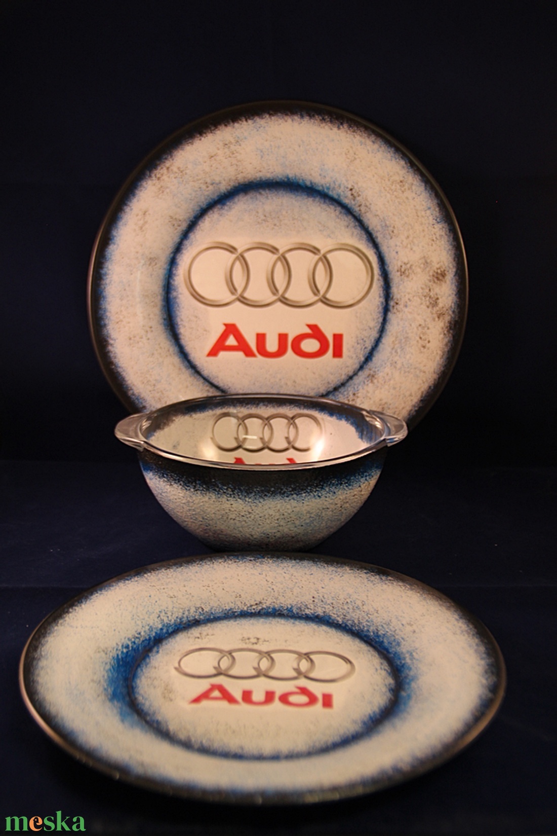 AUDI  emblémával díszített tányér készlet ; Audi rajongó autósoknak - otthon & életmód - Meska.hu
