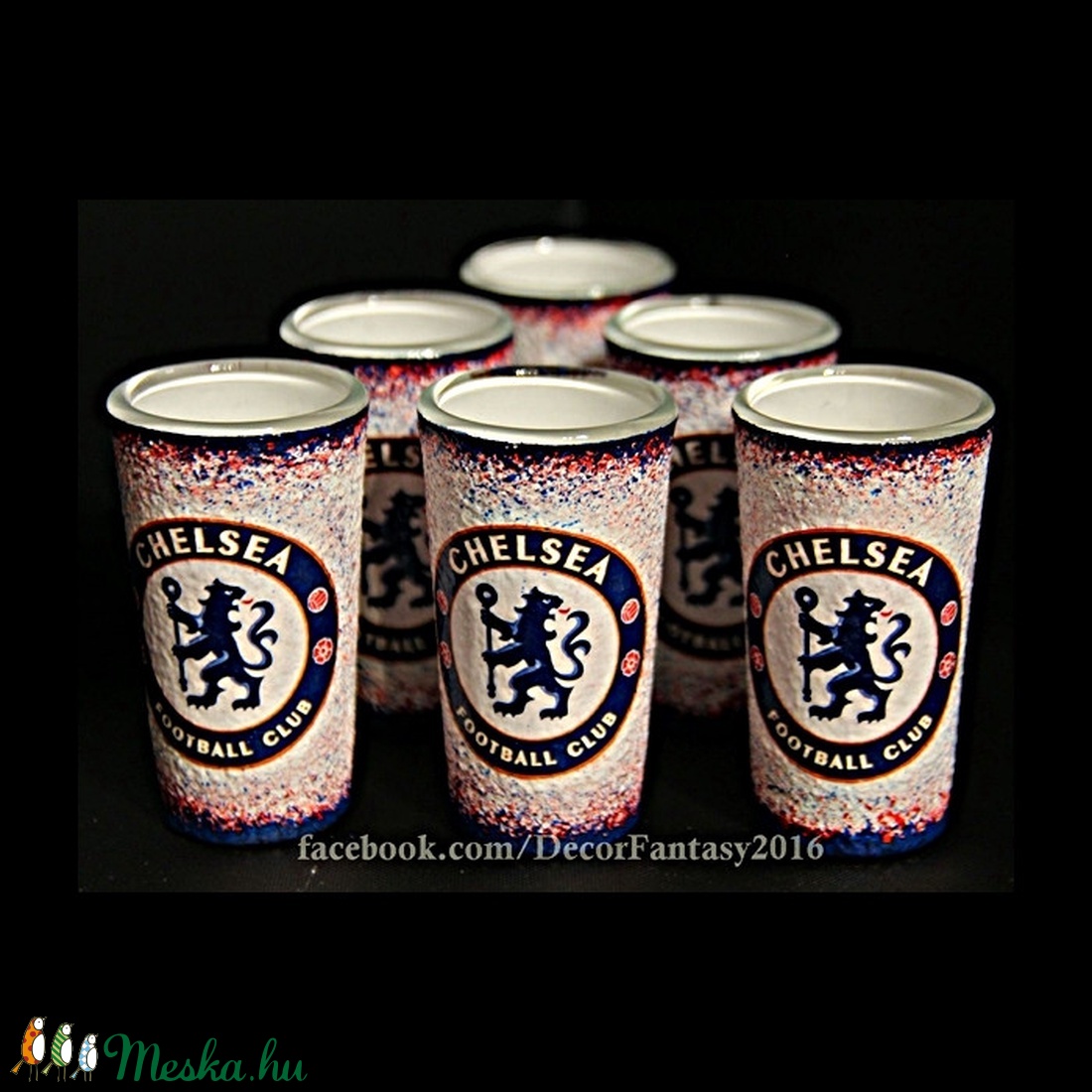CHELSEA emblémás pálinkás pohár szett (6 x 45 ml ) - férjeknek - barátoknak   - otthon & életmód - konyhafelszerelés, tálalás - Meska.hu