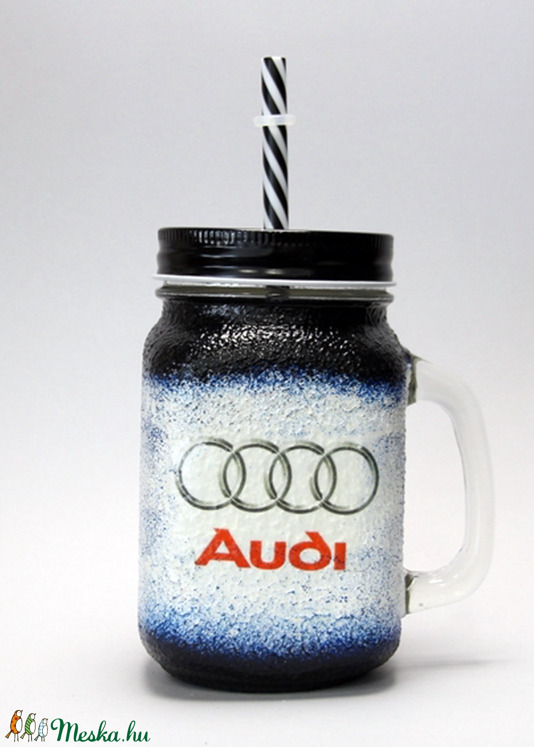 Audi emblémával díszített szívószálas pohár(0,3l)ideális ajándék a márka szerelmeseinek - férjeknek -barátoknak  - otthon & életmód - konyhafelszerelés, tálalás - Meska.hu