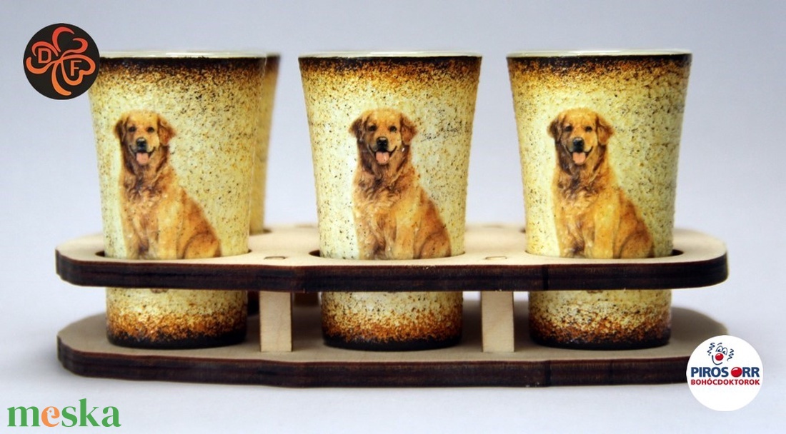 Kutya motívummal (golden retriever)  pohár szett ; Házi kedvenc rajongóknak ;Egyedi állat fotóval is ! - otthon & lakás - konyhafelszerelés, tálalás - tálalás - pohár - Meska.hu