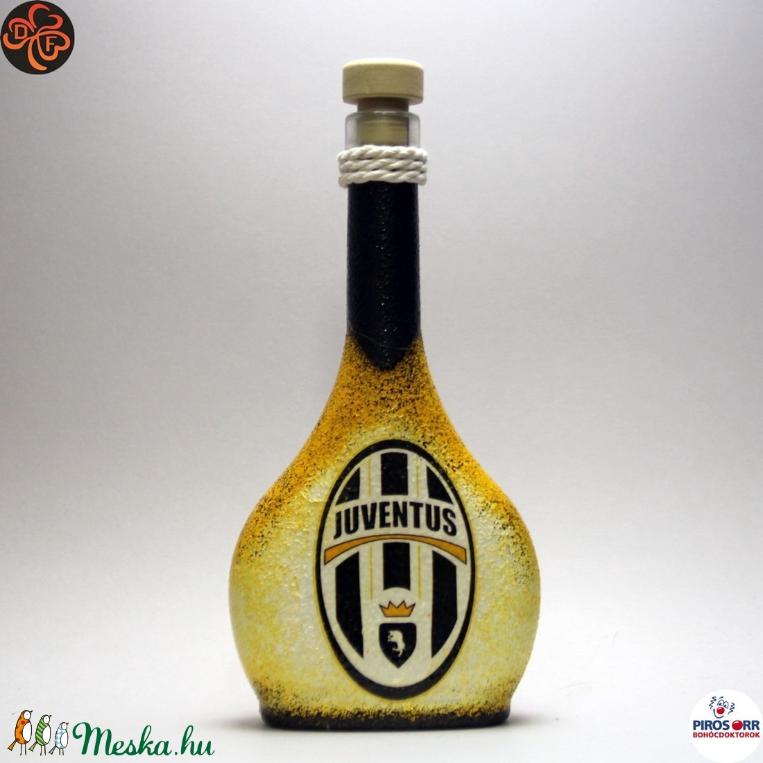 JUVENTUS pálinkás üveg ; futball szurkolóknak, férjnek, barátnak születésnapra, névnapra, karácsonyra - otthon & életmód - konyhafelszerelés, tálalás - Meska.hu
