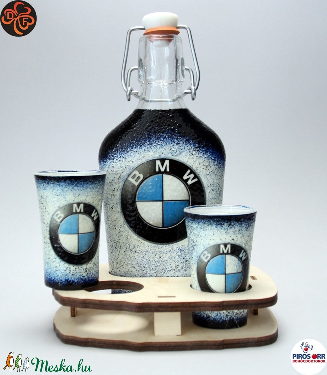 BMW csatosüveg pohárral ; Saját BMW autód fotójával is!  - otthon & életmód - dekoráció - Meska.hu