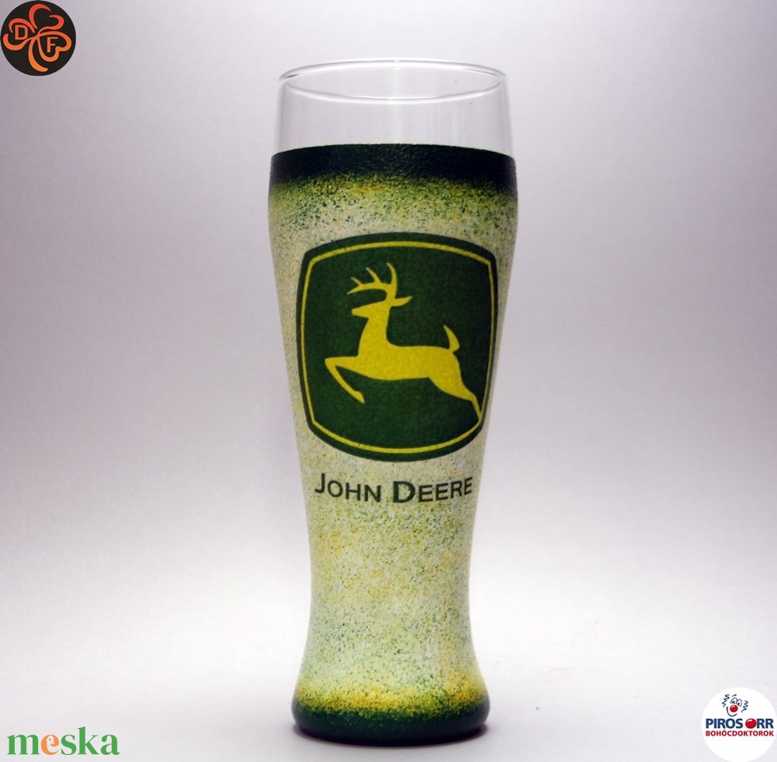 John Deere emblémás  sörös pohár ; Saját traktorod fényképével is! - otthon & lakás - konyhafelszerelés, tálalás - tálalás - sörös pohár és korsó - Meska.hu