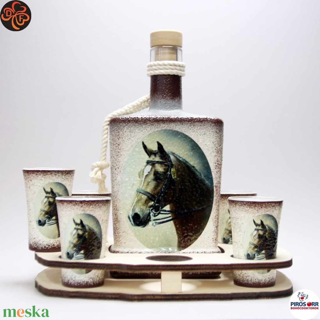 Ló - lovas italos készlet ; Lovak kedvelőinek - otthon & lakás - dekoráció - asztal és polc dekoráció - díszüveg - Meska.hu